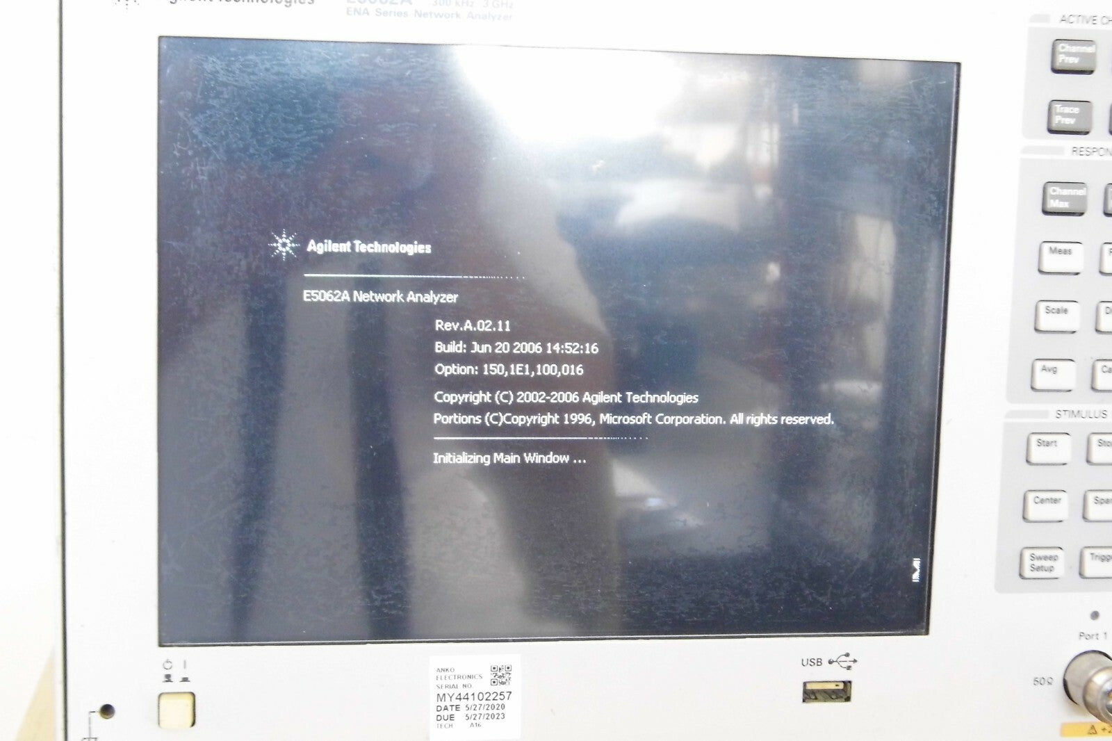 Agilent E5062A 3GHz Network Analyzer Opt. 016, 100, 150 & 1E1, NIST, 3mth wrnty