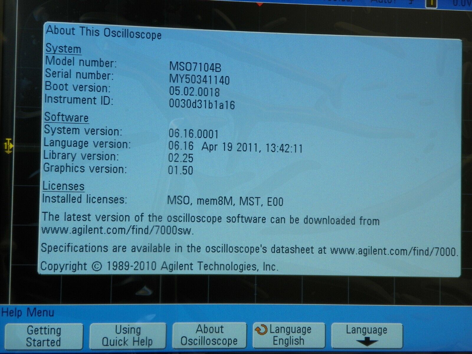 Agilent MSO7104B 1 GHz, 4 +16 CH digital Oscilloscope (2 in stock)