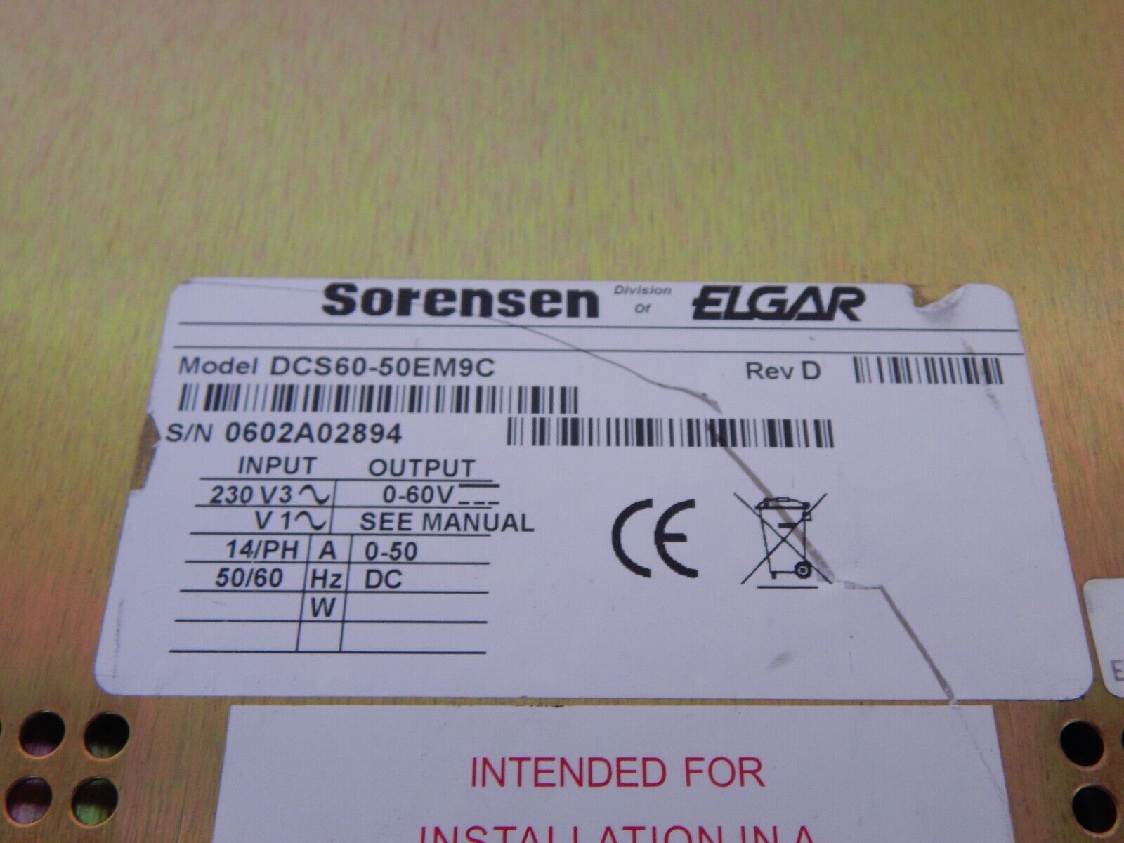 Sorensen DCS60-50E M9C Power Supply 0-60V 0-50A