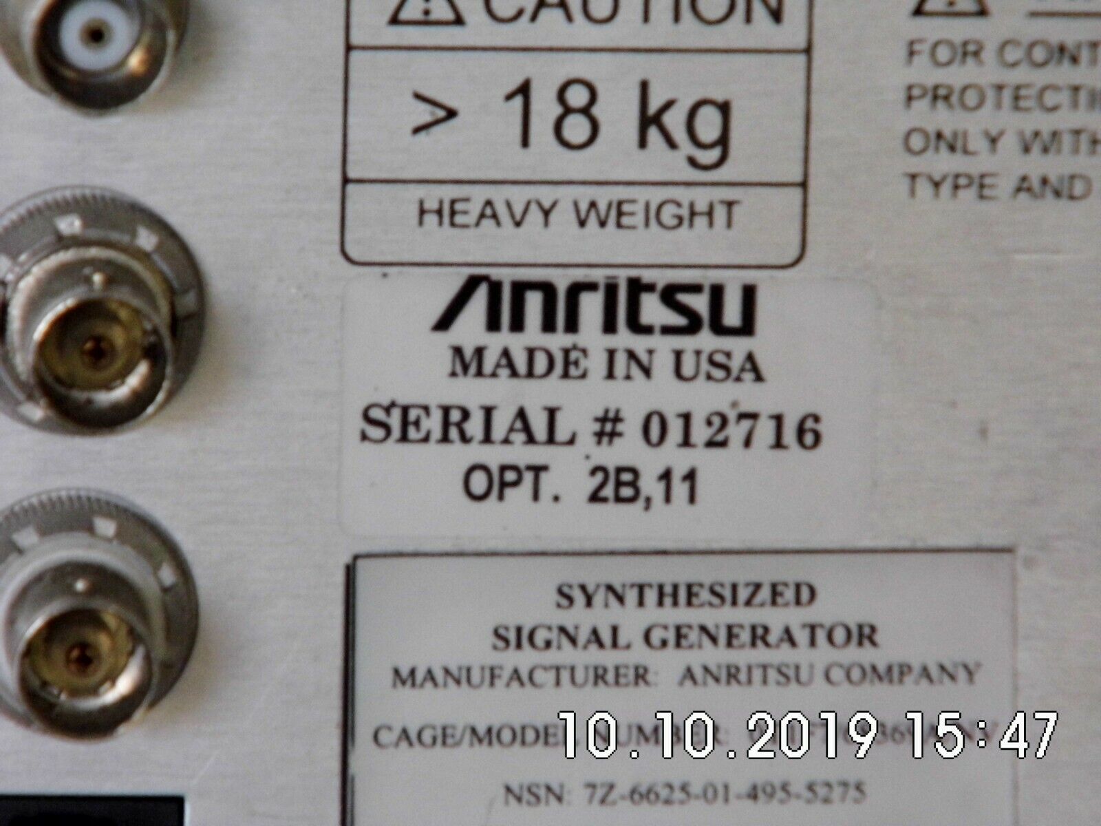 Anritsu 68369A/NV w/2B/11, 10 MHz-40 GHz Syn. w/cal